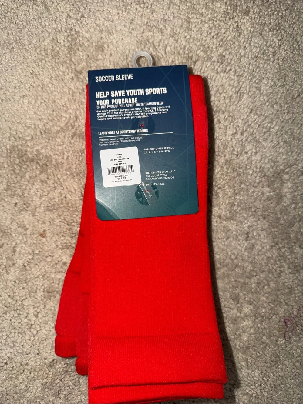 DSG Red Soccer Sleeve Athletic Socks - 2 Pack